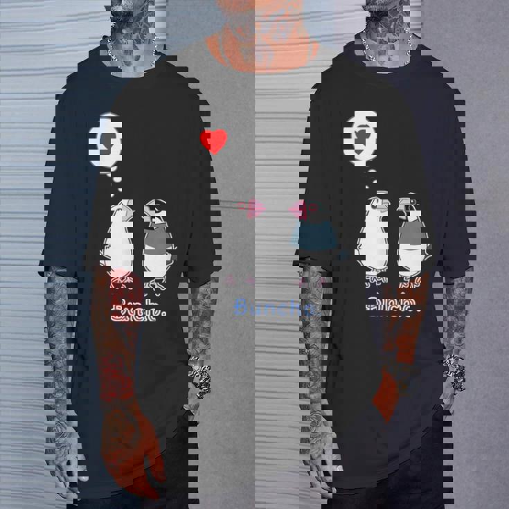 シロブンチョウ & サクラブンチョウ さん『ハート』フキダシ 白文鳥 桜文鳥【どうぶつフレンズ】動物 イラスト Tシャツ 彼への贈り物