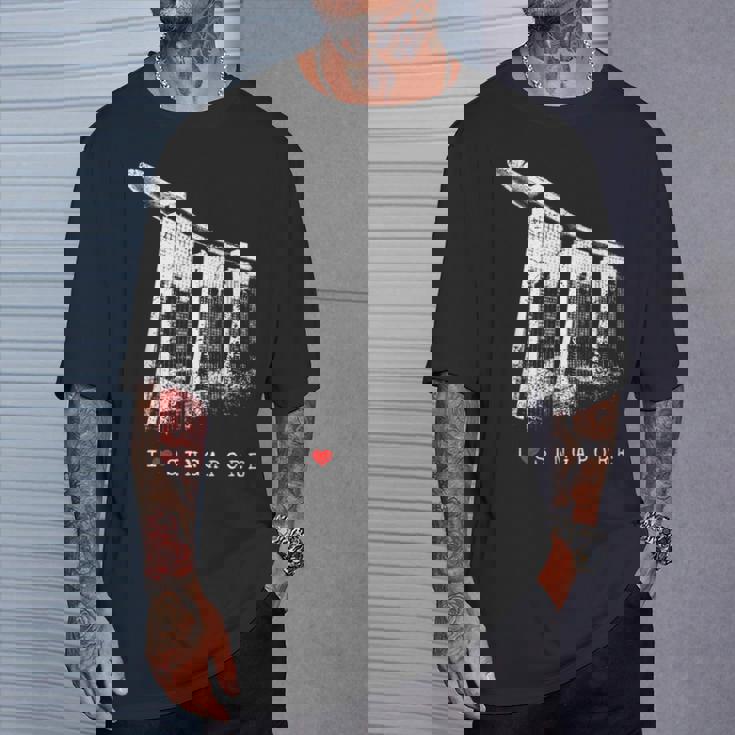 シンガポール マリーナベイ ヴィンテージ スカイライン アジア アイラブシンガポール I Loveingapore Tシャツ 彼への贈り物