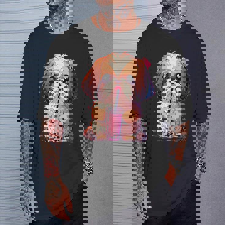 シーズー ボバティー バブルティー アニメ カワイイ 犬 Tシャツ 彼への贈り物