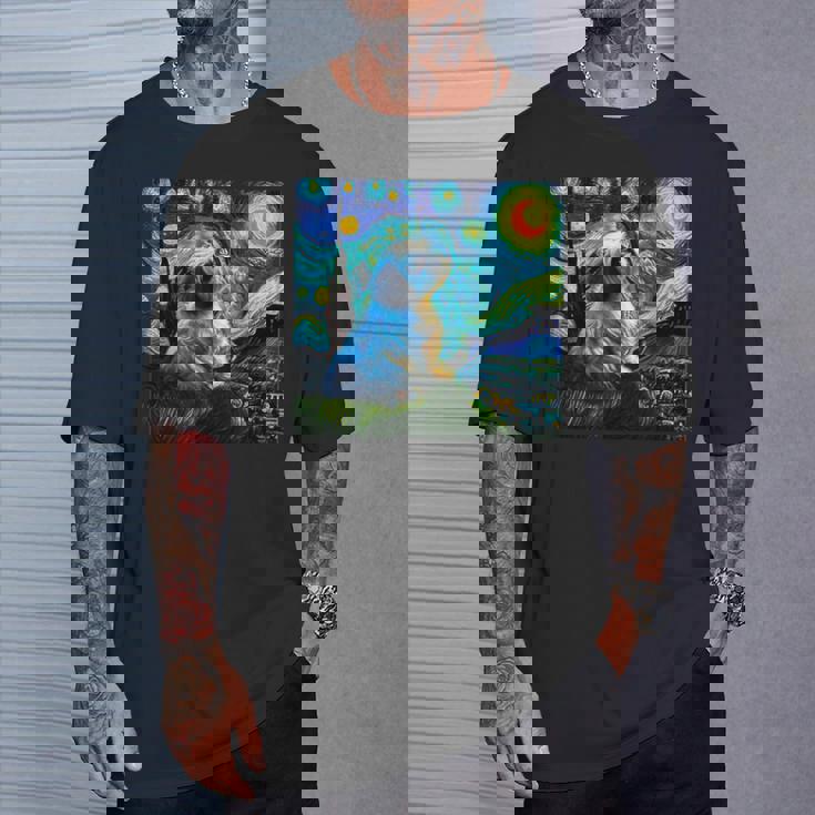 シーズー 面白いtシャツ 犬 ゴッホ 星月夜 かわいい メンズ 子供 おもしろ 服 グッズ ネタ Tシャツ 彼への贈り物