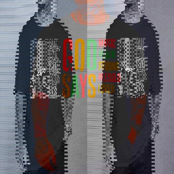 ジューンティーンス・ブラック・ガール・クリスチャン・ゴッドは私が強く祝福されていると言う Tシャツ 彼への贈り物