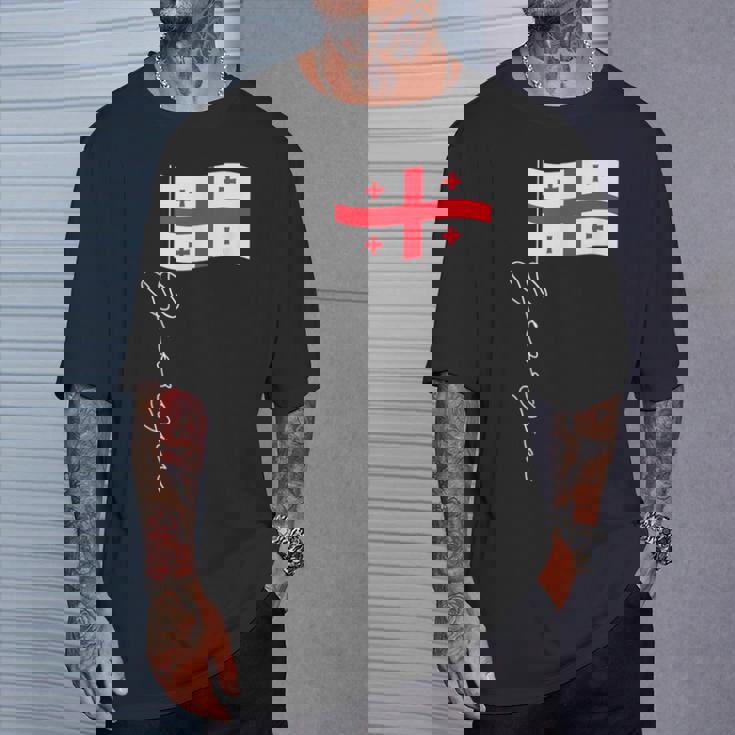 ジョージア シグネチャー フラッグ ポール エレガント 愛国的 ジョージア国旗 Tシャツ 彼への贈り物