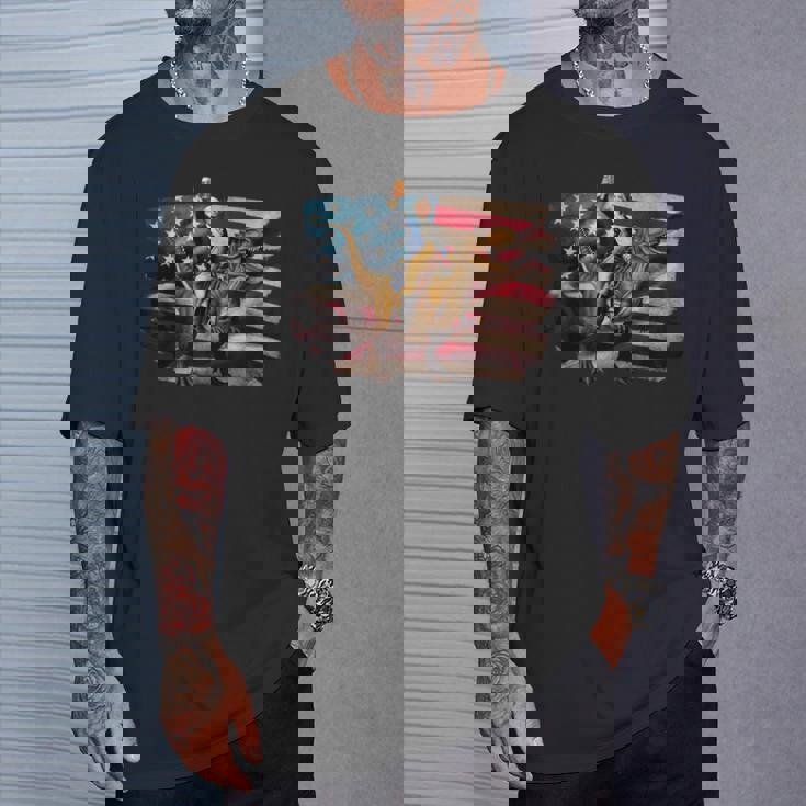 ジョージ・ワシントン ライディング A ダイナソー 面白い 4Th Of July デザイン Tシャツ 彼への贈り物