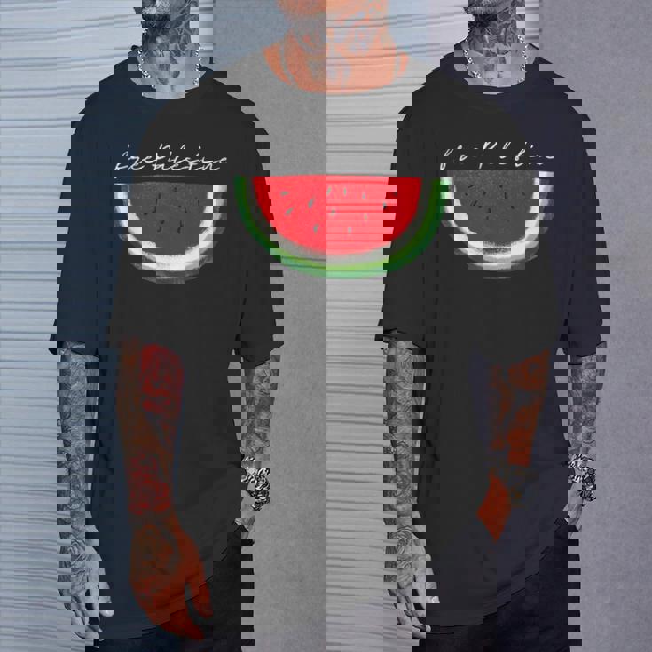 スイカ パレスチナ国旗 連帯 パレスチナ フリー Tシャツ 彼への贈り物