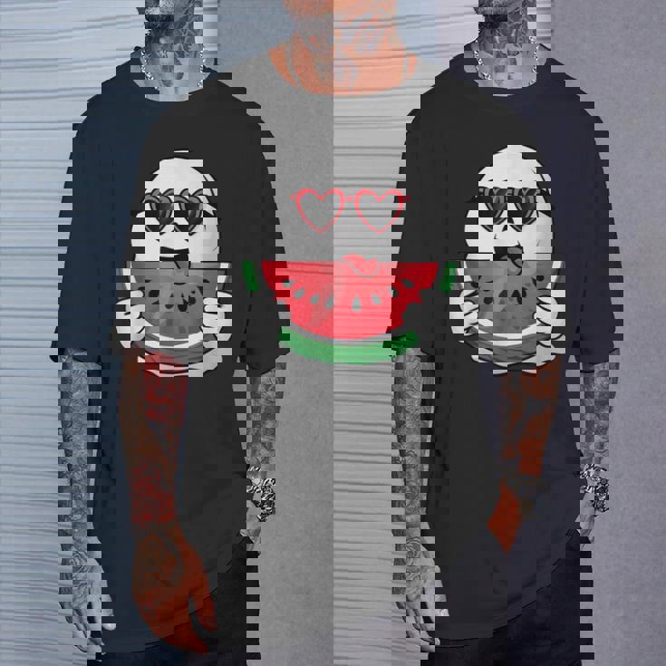 スイカを食べるかわいい幽霊 サマーウィーン ハロウィンコスチューム Tシャツ 彼への贈り物