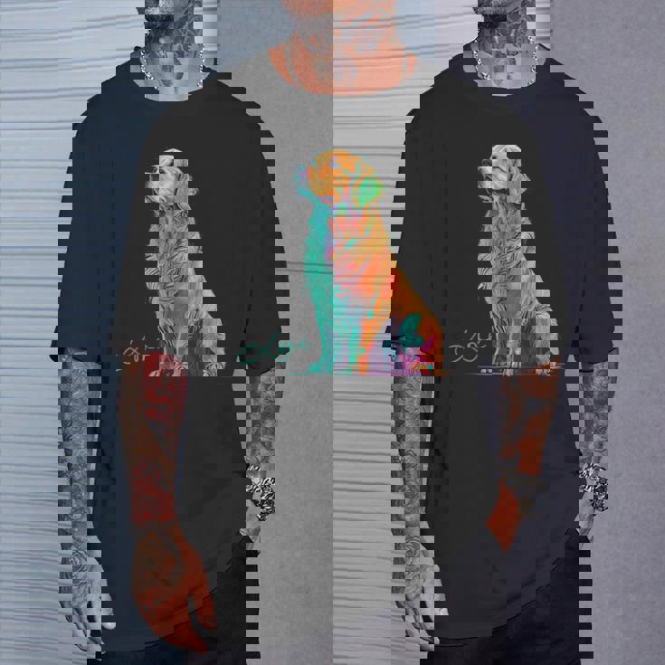 スウォッシュを持つゴールデンレトリバー、ゴールデンレトリバードッグ Tシャツ 彼への贈り物