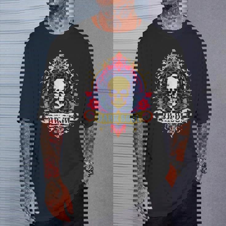 スカル ゴシック ダーク バナー ソウルフラワー エステティック スカル ゴス Tシャツ 彼への贈り物