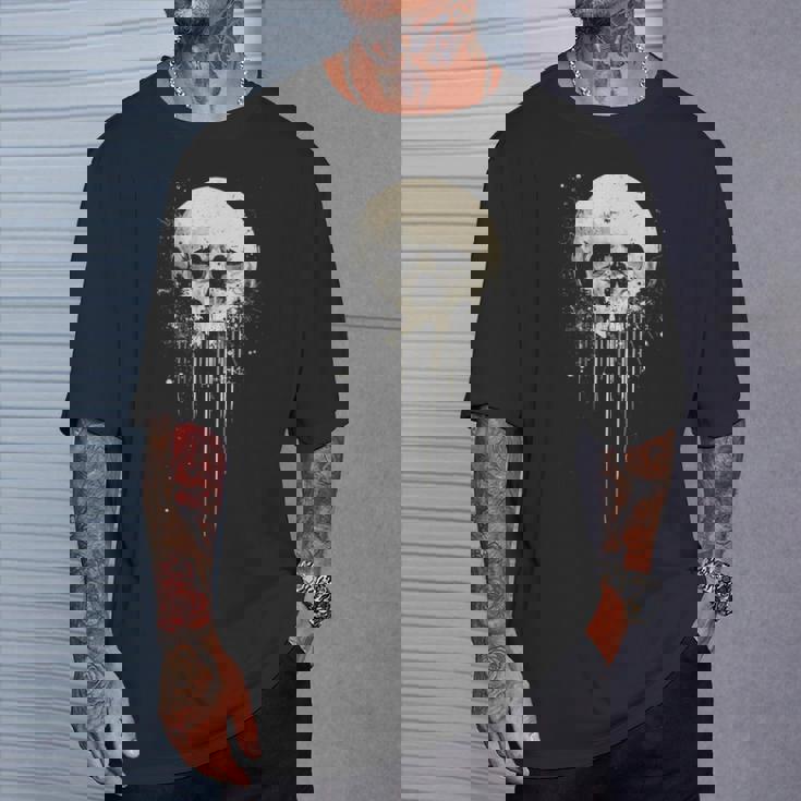 スカルアート グラフィックデザイン アンティーク調スタイル ハロウィンコスチューム Tシャツ 彼への贈り物