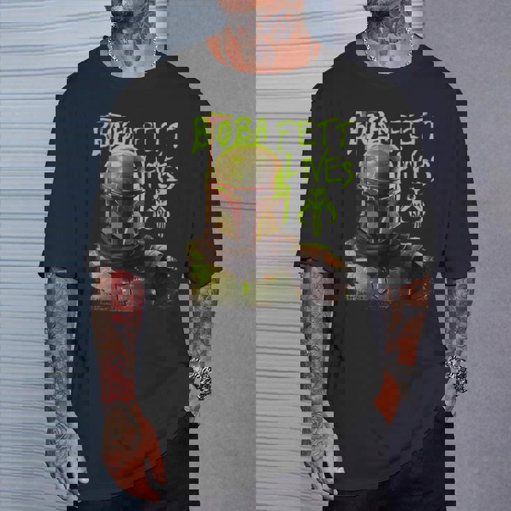 スター・ウォーズ ボバ・フェットの本 ネオン・ボバ・フェット・ライヴズ ポスター Tシャツ 彼への贈り物