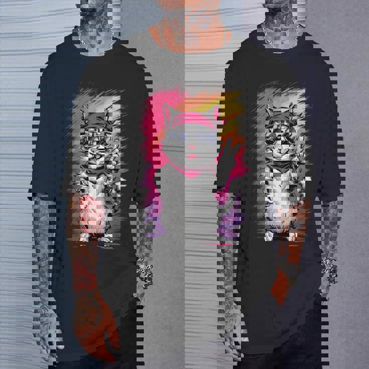 ストリートスタイル 猫 グラフィティ アート ストリートアート Tシャツ 彼への贈り物