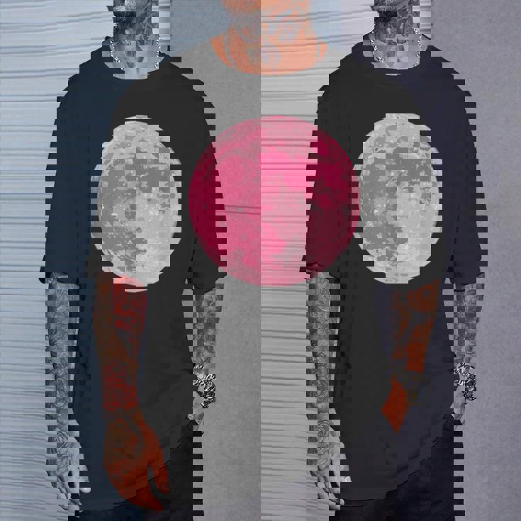 ストロベリームーンデザイン 満月 かわいいピンクムーン Tシャツ 彼への贈り物