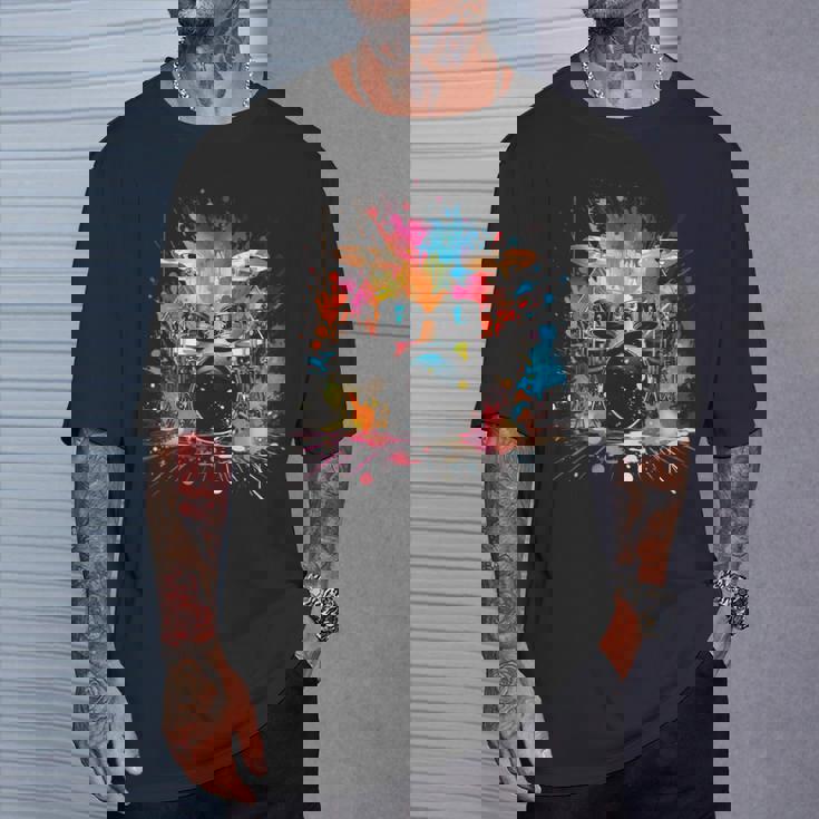 スプラッシュスタイルのドラムドラマードラムドラムのドラム Tシャツ 彼への贈り物