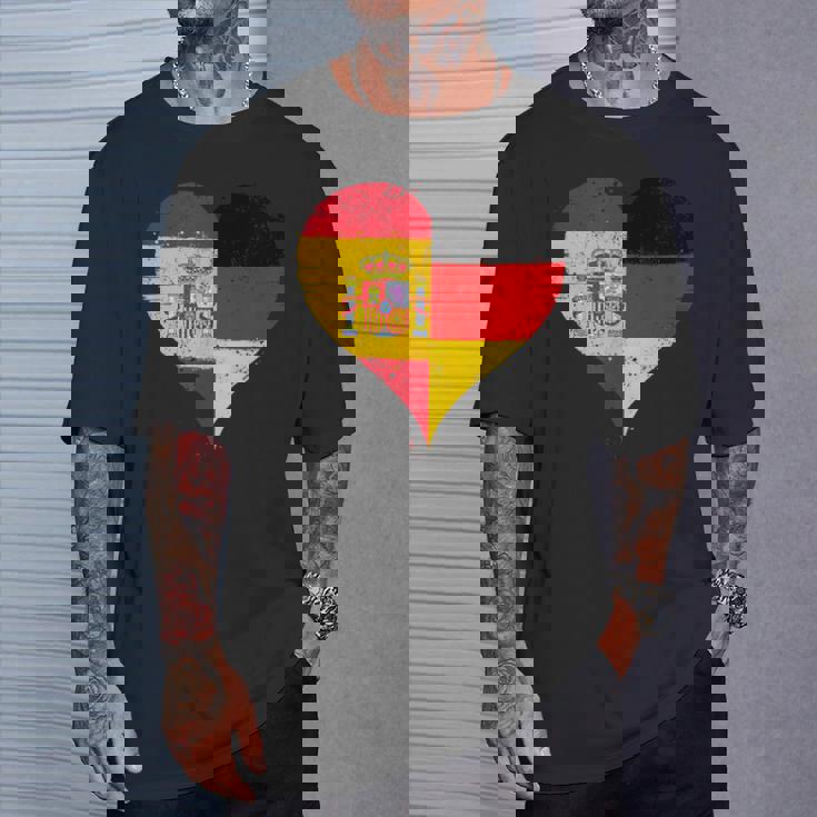 スペインとドイツのハーフaのかっこいい国旗 スペイン ドイツの国旗 Pain German Flag Tシャツ 彼への贈り物