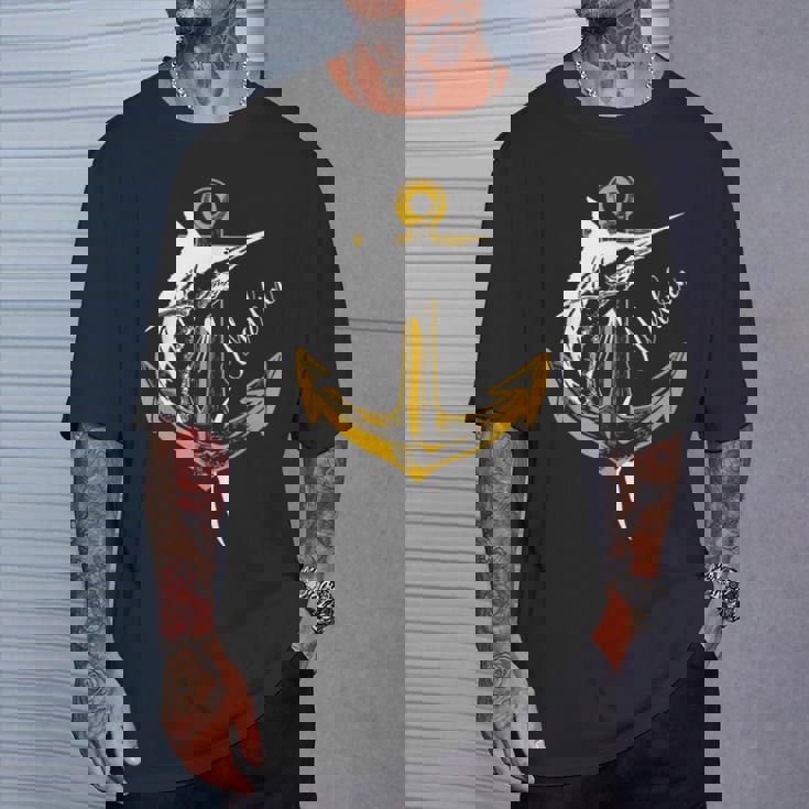 スポーツフィッシング カジキ メカジキ セイルフィッシュ アンカー付き Tシャツ 彼への贈り物