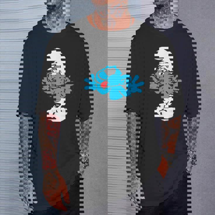 スマーフ ジョキー スマーフ 舌 ジョイフル ブルー コミック スマーフェット Tシャツ 彼への贈り物