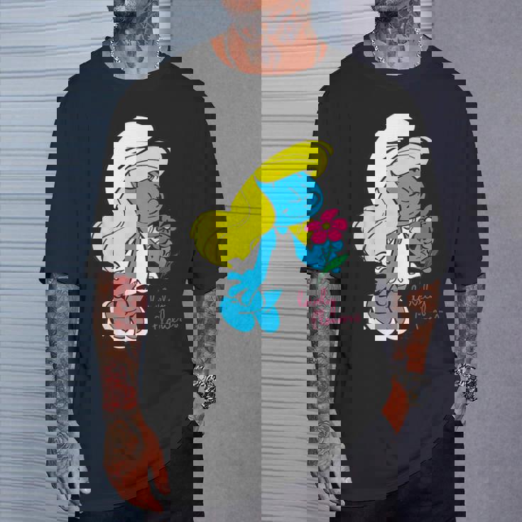 スマーフ スマーフェット キャラクター 花 咲く スマーフィー ファン Tシャツ 彼への贈り物