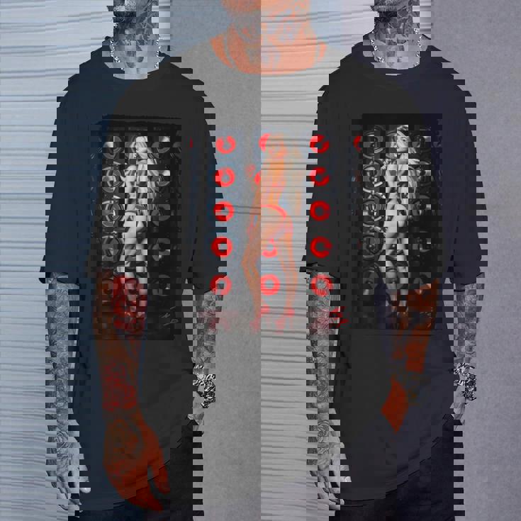 セクシーガールグラフィックtシャツ 赤いビキニを着たブロンドゴーゴーダンサー Tシャツ 彼への贈り物