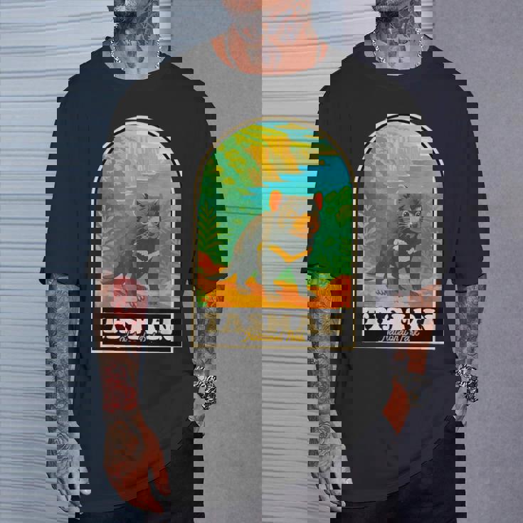 タスマン国立公園 ヴィンテージ タスマニアデビルアート Tシャツ 彼への贈り物