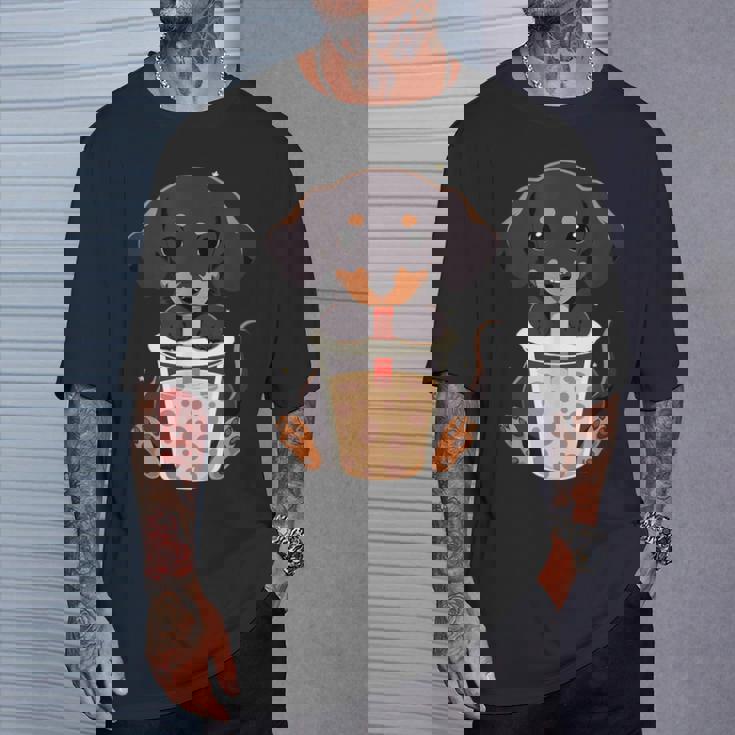 ダックスフンド ボバティー バブルティー アニメ カワイイ 犬 Tシャツ 彼への贈り物