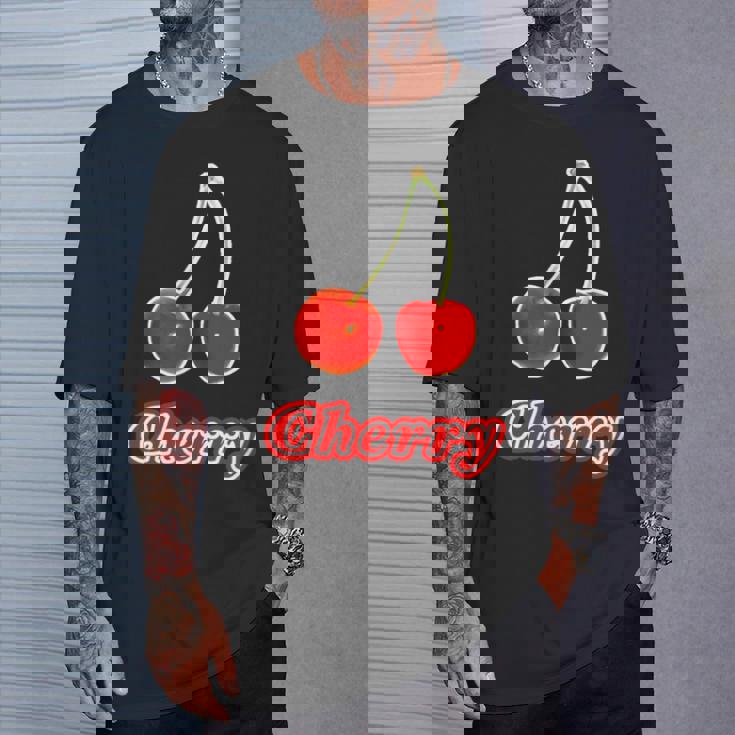 チェリー Cherry さくらんぼ 『フルーツ ポップ』果物 リアル レトロ 面白い イラスト Tシャツ 彼への贈り物