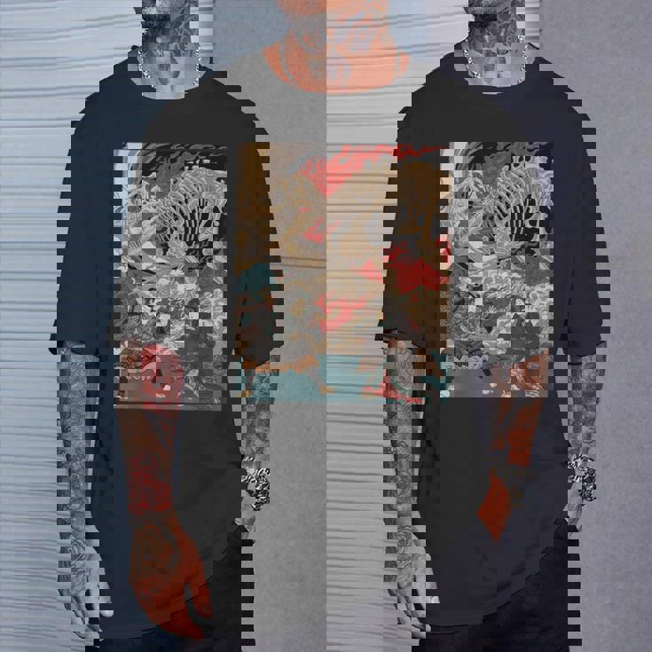 ティラノサウルス浮世絵 Tシャツ 彼への贈り物