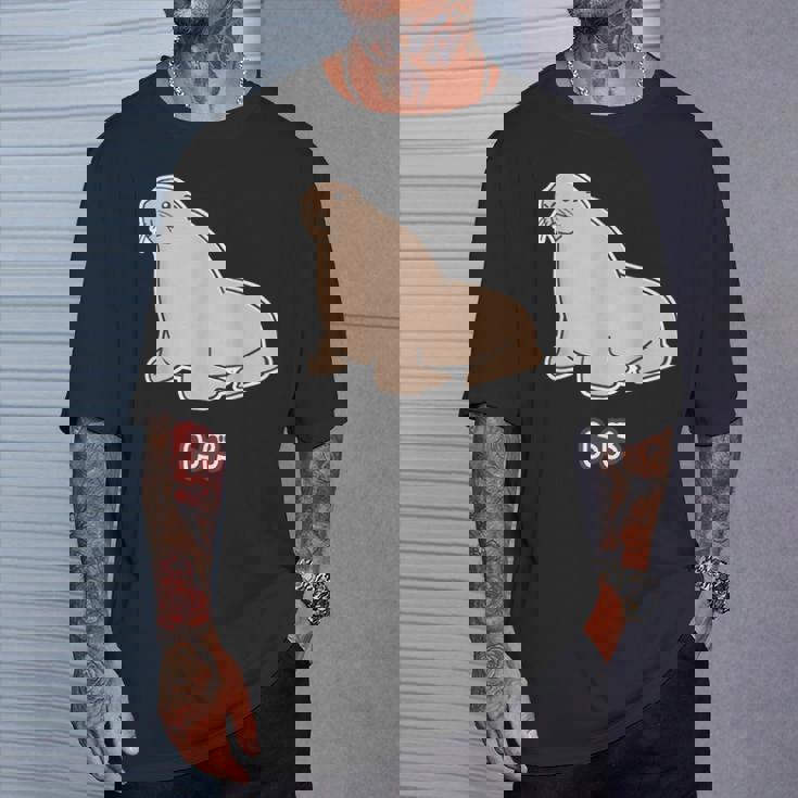 トド《ビッグ プリント》【どうぶつフレンズ】海・水族館の生き物 ゆるくてかわいい キャラクター イラスト Tシャツ 彼への贈り物