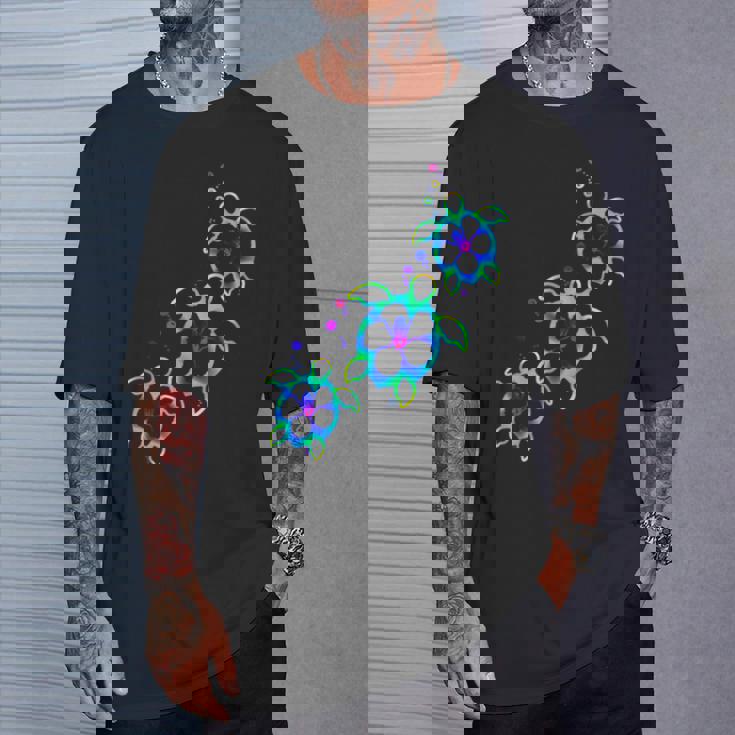 トロピカルカラー ハワイアン ホヌー ウミガメ Tシャツ 彼への贈り物