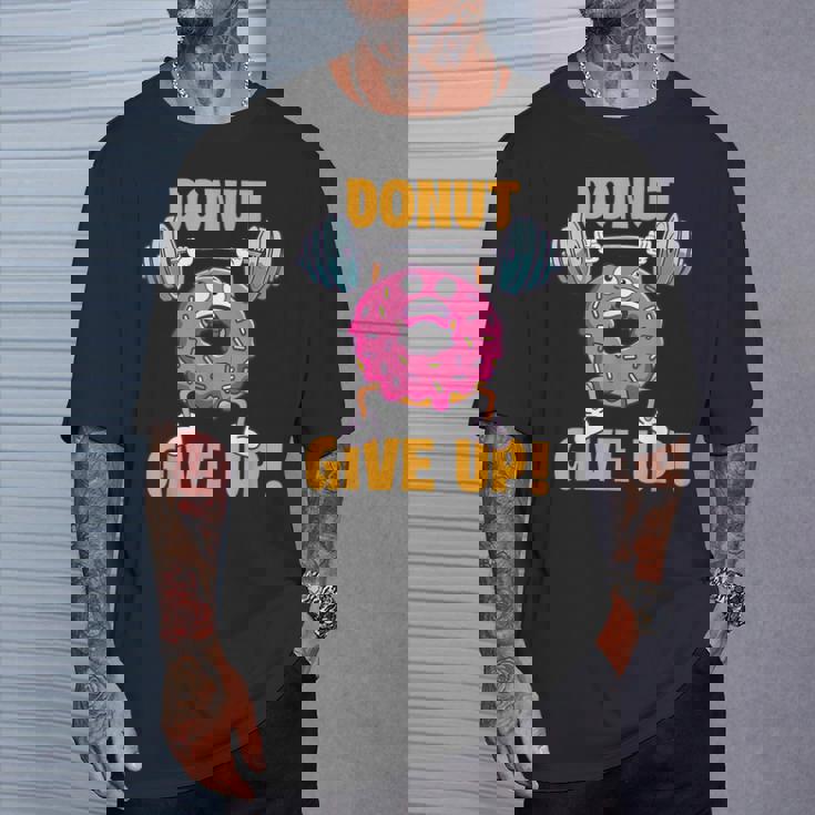 ドーナツギブアップ ワークアウト ジム ウェイトリフティング ボディービル Tシャツ 彼への贈り物