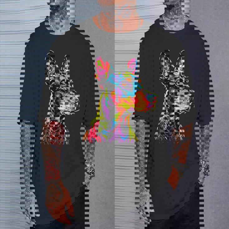 ドーベルマン ドッグ カラフル ポップアート 犬 誇り ドーベルマン Tシャツ 彼への贈り物