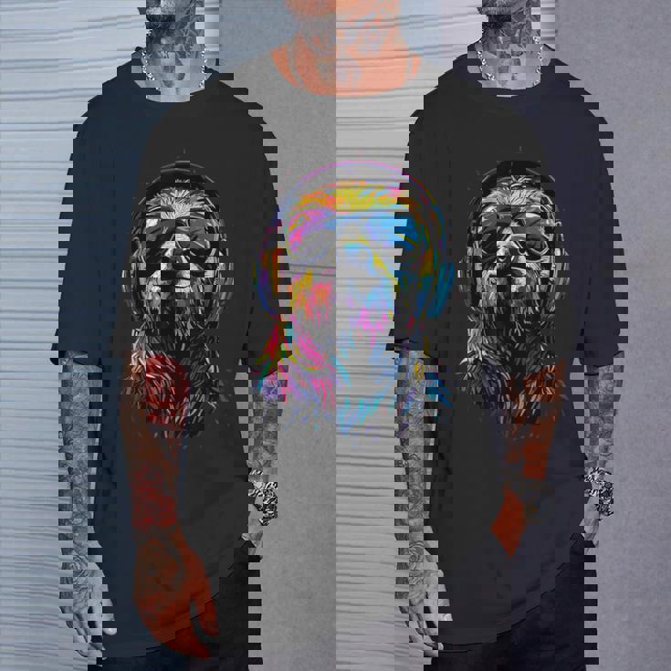 ナマケモノ カラフルな色彩 ポップアート グラフィック 怠け者 Tシャツ 彼への贈り物