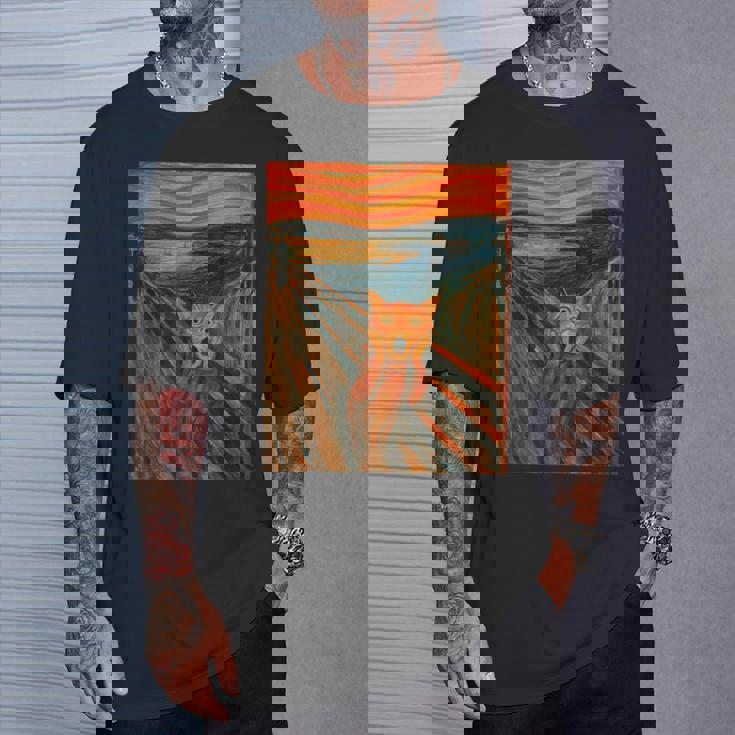 ニャンコの叫び 面白い 猫 ムンクの叫び パロディ おもしろ 服 おもしろグッズ ネタ Tシャツ 彼への贈り物