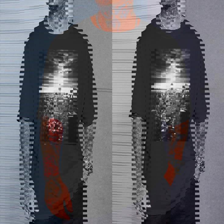 ニューヨーク市写真撮影 白黒写真 Tシャツ 彼への贈り物