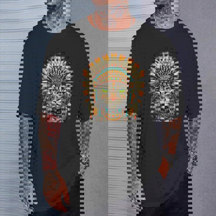 ネイティブインディアン 猫 子猫 ネイティブアメリカン インディアンフェザー Tシャツ 彼への贈り物