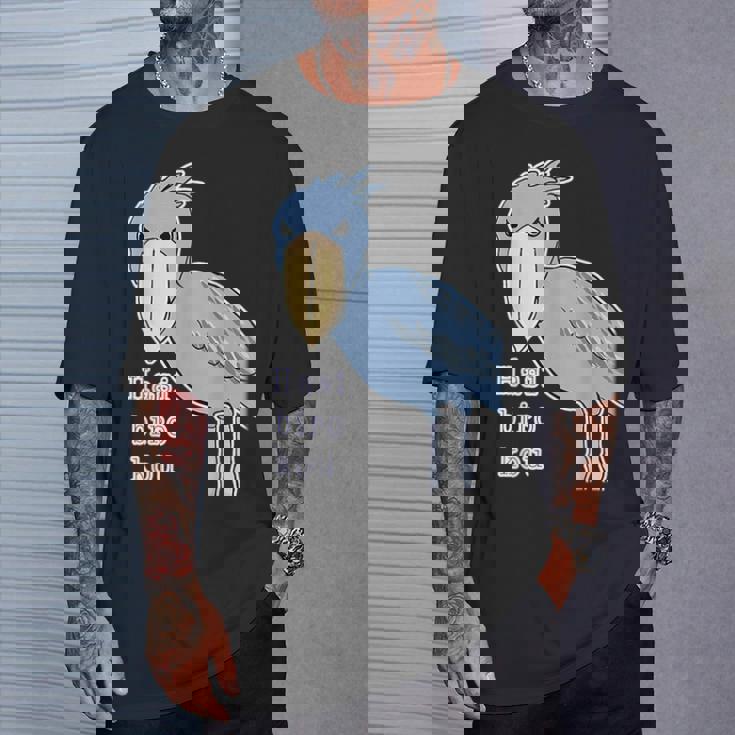 ハシビロコウさん『ビッグ プリント』青い鳥【どうぶつフレンズ】ゆるくて かわいい 動物園の生き物 イラスト Tシャツ 彼への贈り物