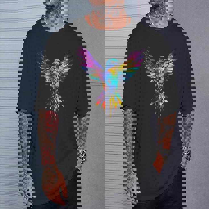 ハチドリ カラフル アート 動物 グラフィック 鳥 ハチドリ Tシャツ 彼への贈り物