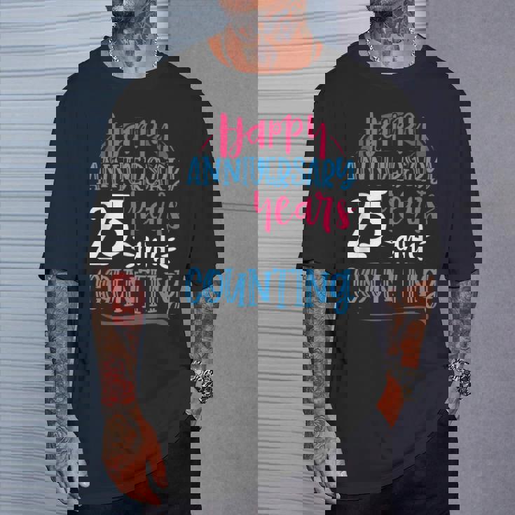 ハッピーアニバーサリー 25年 結婚25周年 Tシャツ 彼への贈り物