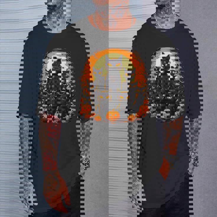 ハロウィン 黒猫 パンプキン 面白い レトロデザイン Tシャツ 彼への贈り物