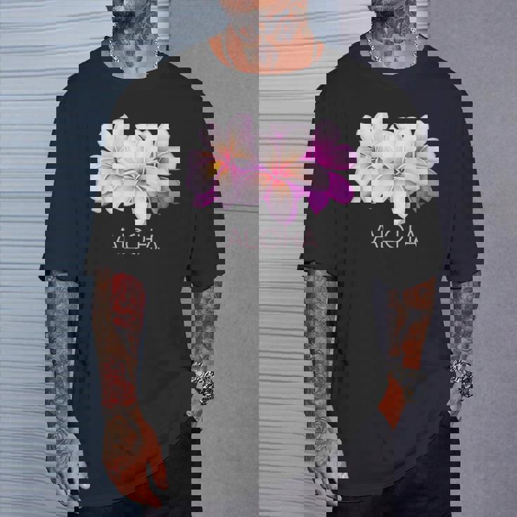 ハワイアンアロハプルメリアアート Tシャツ 彼への贈り物