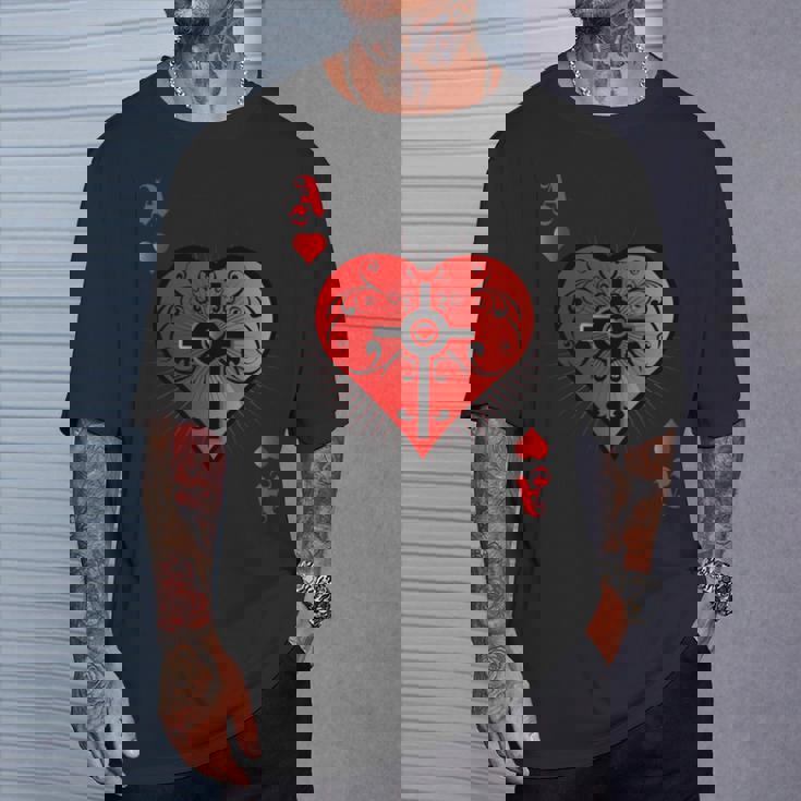 ハートポーカーエースi テキサスホールデムカジノカードケース ポーカー 長袖tシャツ Tシャツ 彼への贈り物