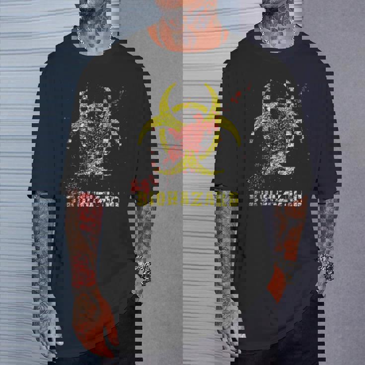 バイオハザード 感染 感染サイン ゾンビ血のはね付き Tシャツ 彼への贈り物