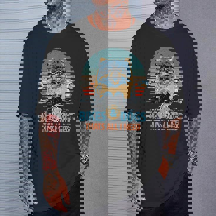 バイク&犬 かわいいポメラニアン ポメラニアン オートバイ Tシャツ 彼への贈り物