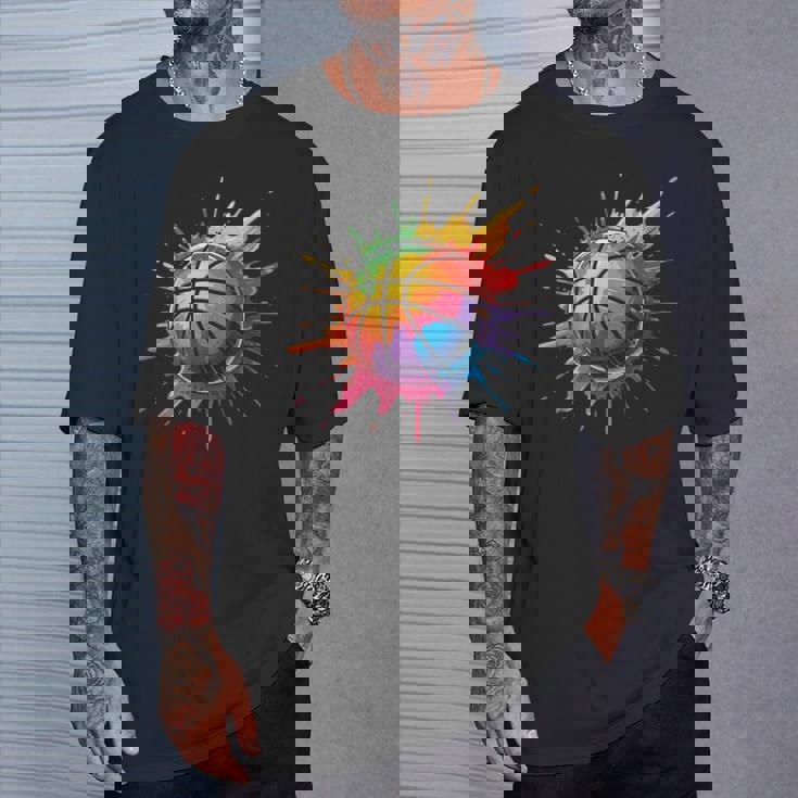 バスケットボール スポーツ ペイント スプラッシュアート カラフル 男の子 女の子 キッズ Tシャツ 彼への贈り物