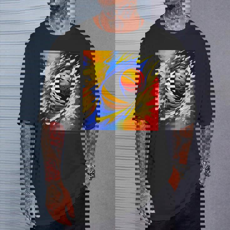 バスケットボール チーム スポーツ カラフル ボール バスケットボール愛好家 Tシャツ 彼への贈り物