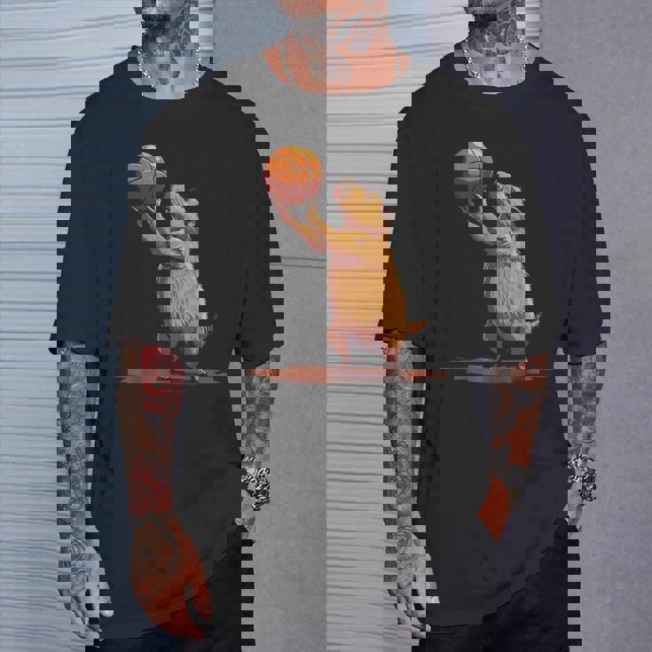 バスケットボール ドローイング バスケットボール 恋人 カピバラ 動物 アート Tシャツ 彼への贈り物