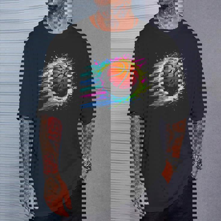バスケットボール選手 カラフル タイダイ カラーアート スポーツ愛好家 Tシャツ 彼への贈り物
