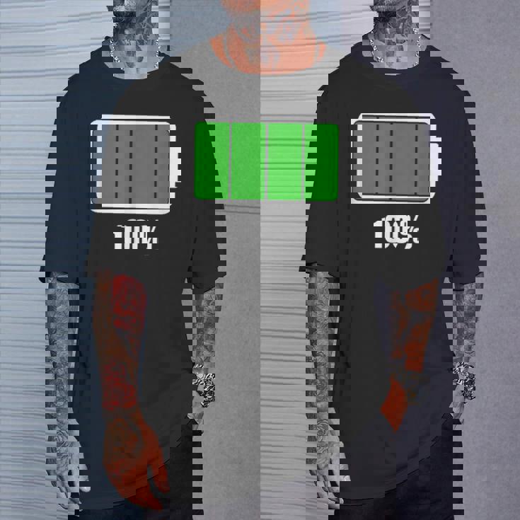 バッテリー 100 シャツ バッテリーフル充電 バッテリー満載 Tシャツ 彼への贈り物