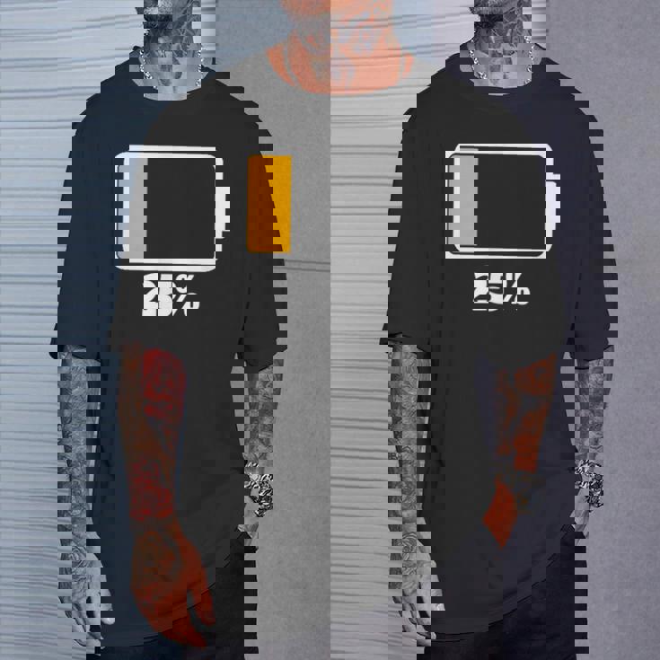 バッテリー25 残り25 バッテリーtシャツバッテリー低 Tシャツ 彼への贈り物