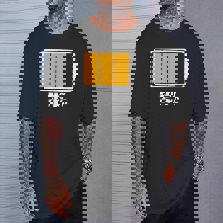 バッテリー75残り75バッテリーフルtシャツバッテリー低 Tシャツ 彼への贈り物