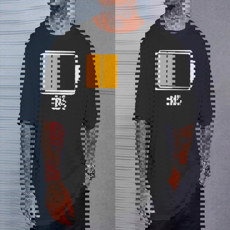 バッテリーハーフ残量50 バッテリーデッドtシャツ バッテリー残量が少ない Tシャツ 彼への贈り物