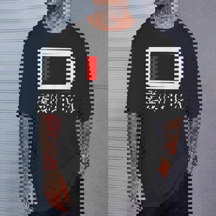 バッテリー残量1 バッテリー切れtシャツ バッテリー残量が少ない Tシャツ 彼への贈り物